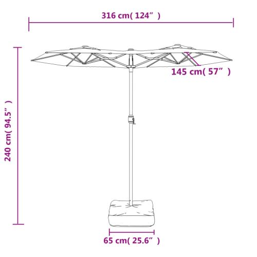 Чадър с двоен покрив и LED светлини, лазурносин, 316x240 см