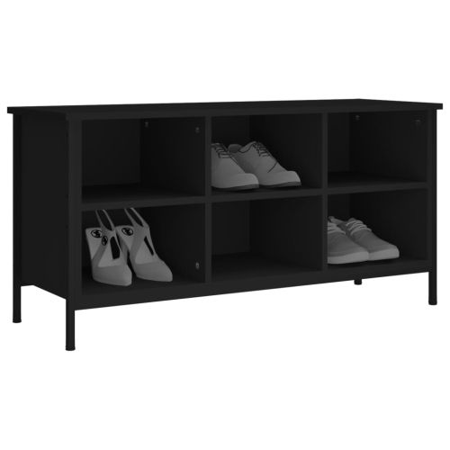 Шкаф за обувки, черен, 100x35x50 см, инженерно дърво