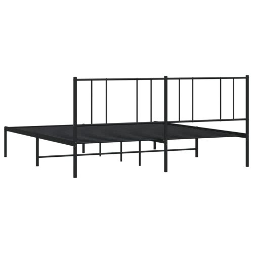 Метална рамка за легло с горна табла, черна, 183x213 см