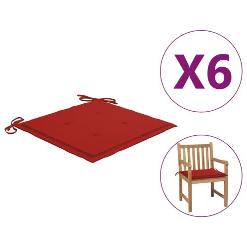 Възглавници за столове 6 бр червени 50x50x3 см Оксфорд плат