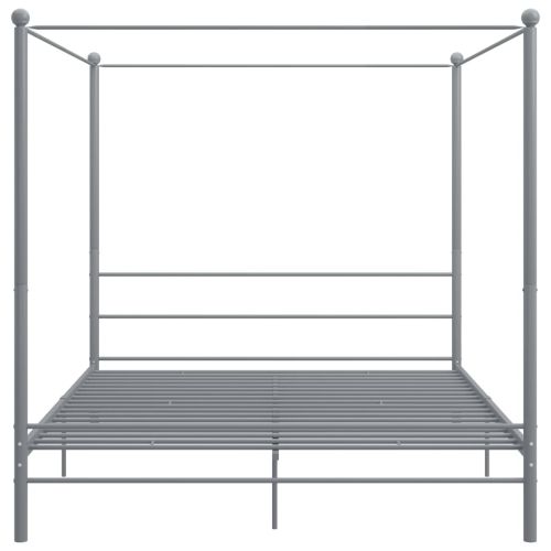 Рамка за легло с балдахин, сива, метал, 200x200 см