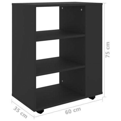 Подвижен шкаф, черен, 60x35x75 см, инженерно дърво