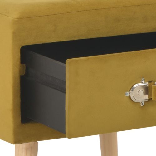 Нощно шкафче, цвят горчица, 40x35x40 см, кадифе