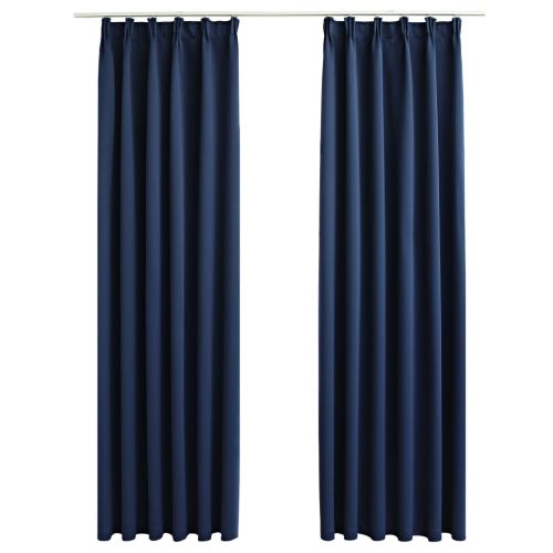 Затъмняващи завеси с куки, 2 бр, сини, 140x225 см