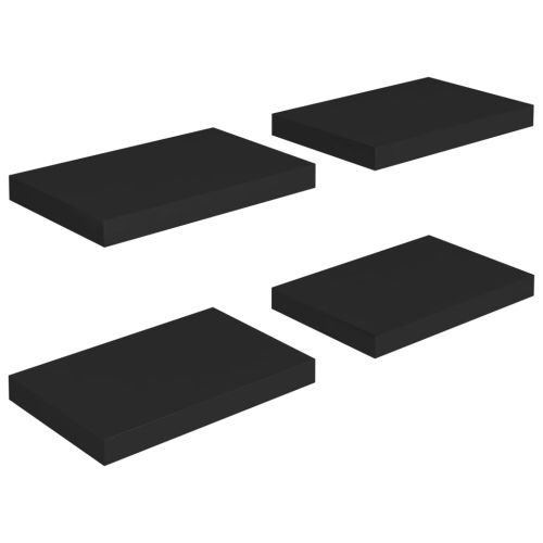 Окачени стенни рафтове, 4 бр, черни, 40x23x3,8 см, МДФ