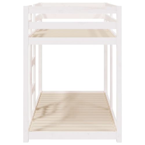 Двуетажно легло, бяло, 75x190 см, борово дърво масив