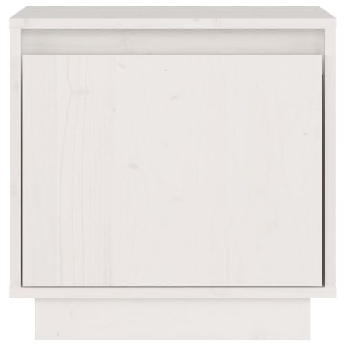Нощно шкафче, бяло, 40x30x40 см, борово дърво масив