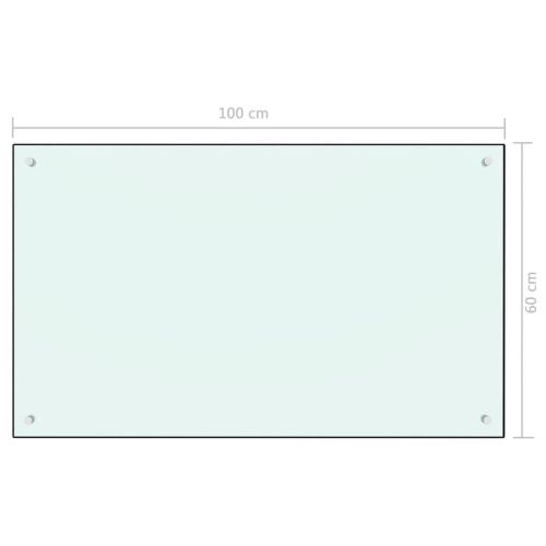 Кухненски гръб, бял, 100x60 см, закалено стъкло