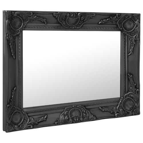 Стенно огледало, бароков стил, 50x40 см, черно