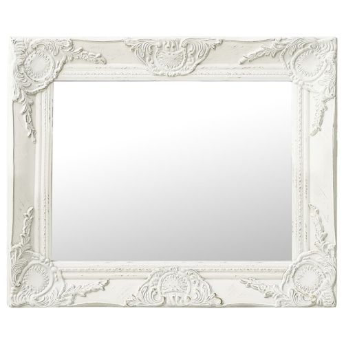 Стенно огледало, бароков стил, 50x40 см, бяло