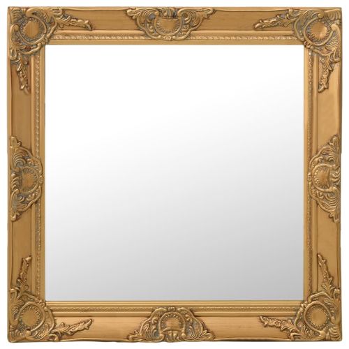 Стенно огледало, бароков стил, 60x60 см, златисто