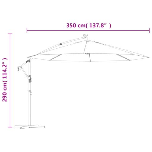 Чадър с чупещо рамо и LED лампи теракота 350 см