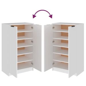 Шкаф за обувки, бял, 59x35x100,5 см, инженерно дърво