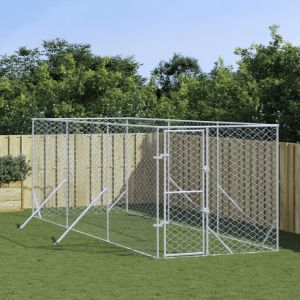 Външна клетка за куче сребриста 2x6x2 м поцинкована стомана