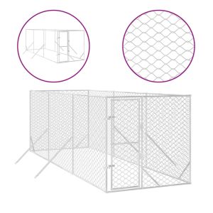 Външна клетка за куче сребриста 2x6x2 м поцинкована стомана