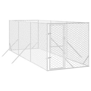 Външна клетка за куче сребриста 2x6x2 м поцинкована стомана