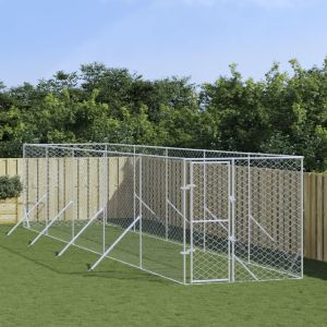 Външна клетка за куче сребриста 2x10x2 м поцинкована стомана