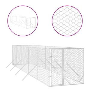 Външна клетка за куче сребриста 2x10x2 м поцинкована стомана
