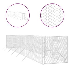 Външна клетка за куче сребриста 2x14x2 м поцинкована стомана