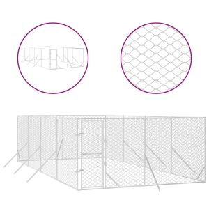 Външна клетка за куче сребриста 4x8x2 м поцинкована стомана