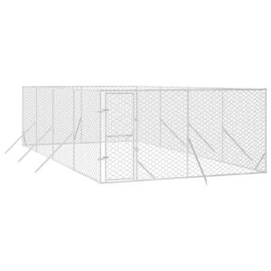 Външна клетка за куче сребриста 4x8x2 м поцинкована стомана