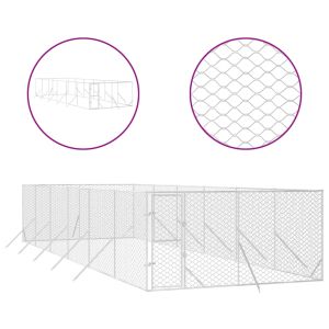 Външна клетка за куче сребриста 4x12x2 м поцинкована стомана