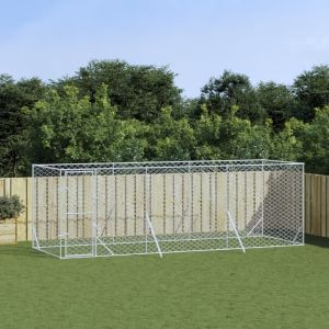 Външна клетка за куче сребриста 6x2x2 м поцинкована стомана