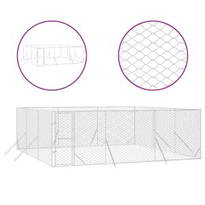 Външна клетка за куче сребриста 6x6x2 м поцинкована стомана