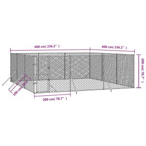 Външна клетка за куче сребриста 6x6x2 м поцинкована стомана