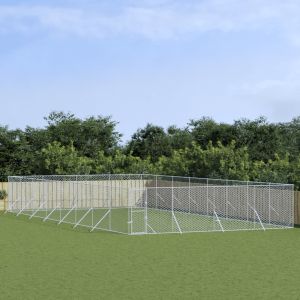 Външна клетка за куче сребриста 8x16x2 м поцинкована стомана