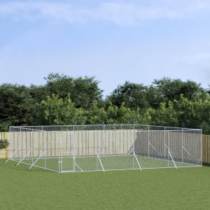Външна клетка за куче сребриста 8x8x2 м поцинкована стомана