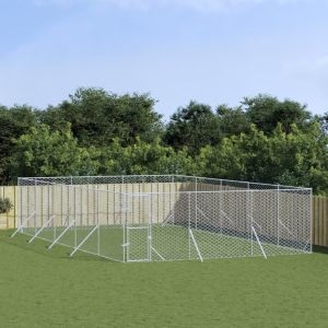 Външна клетка за куче сребриста 6x10x2 м поцинкована стомана