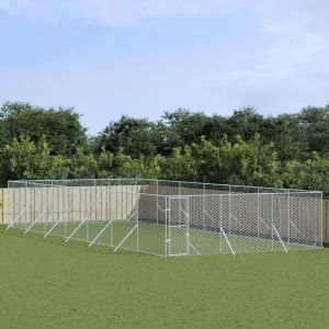 Външна клетка за куче сребриста 6x14x2 м поцинкована стомана