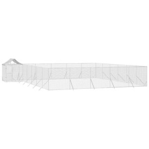 Външна клетка за куче с покрив сребриста 12x12x2,5 м стомана