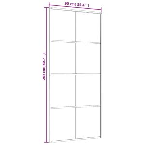 Плъзгаща врата, алуминий и ESG стъкло, 90x205 см, черна