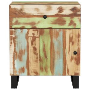 Нощно шкафче 50x33x60 см масивно регенерирано и инженерно дърво