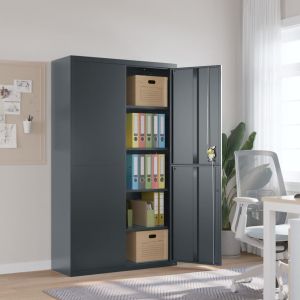 Шкаф за папки антрацит 105x40x180 см стомана