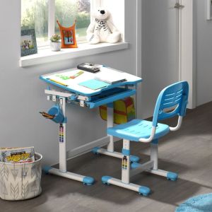 Vipack Регулируемо детско бюро Comfortline 201 със столче, синьо/бяло