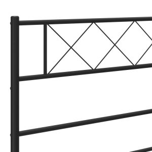 Метална рамка за легло с горна табла, черна, 107x203см