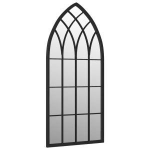 Огледало, черно, 100x45 см, желязо, за употреба на закрито
