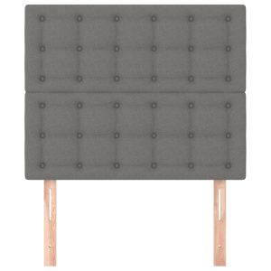 Горни табли за легло, 2 бр, тъмносиви, 80x5x78/88 см, плат