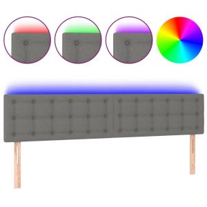 LED горна табла за легло, тъмносива, 200x5x78/88 см, плат