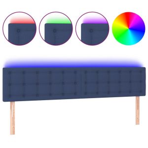 LED горна табла за легло, синя, 200x5x78/88 см, плат
