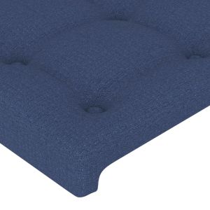 LED горна табла за легло, синя, 200x5x78/88 см, плат