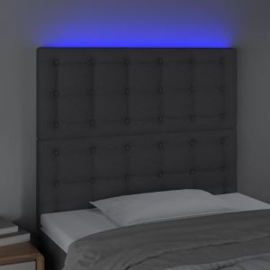 LED горна табла за легло, тъмносива, 100x5x118/128 см, плат