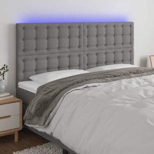 LED горна табла за легло, тъмносива, 160x5x118/128 см, плат