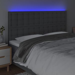 LED горна табла за легло, тъмносива, 160x5x118/128 см, плат