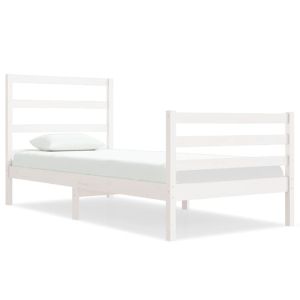 Рамка за легло, бяла, бор масив, 90x190 см, Single