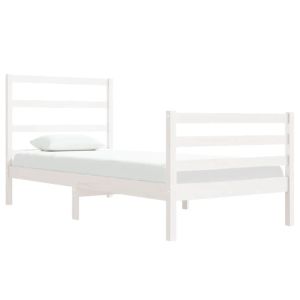 Рамка за легло, бяла, бор масив, 90x190 см, Single