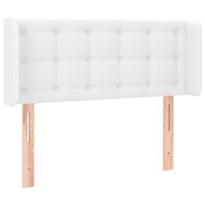 LED горна табла за легло, бяла, 103x16x78/88см, изкуствена кожа